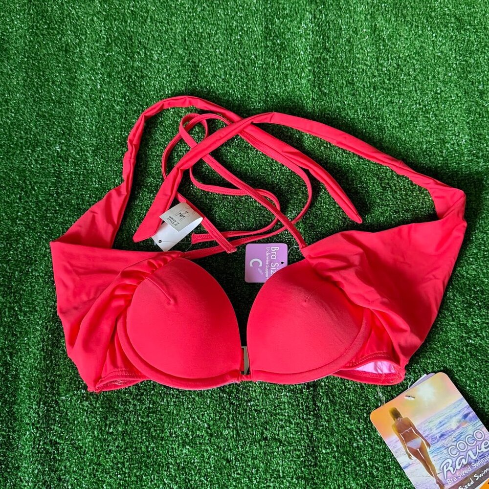 Coco Rave Bra Sized Classic Solids Wrap It  Top Bikini Swimwear Size 32C NEW
